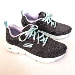 SKECHERS Women's Arch Fit Air Cooled Gray Knit Walking Shoes Sneakers size 6.5